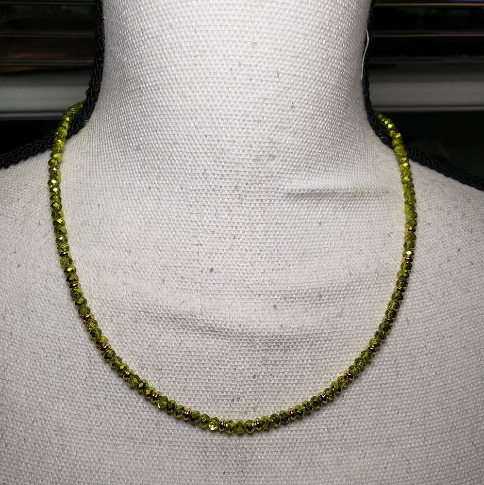 CLEARANCE Green And Gold Beaded Necklace